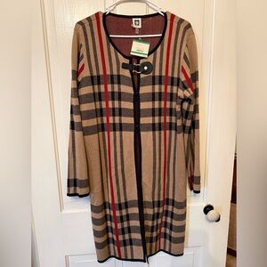 Anne Klein Camel & Black Knit Sweater Cardigan